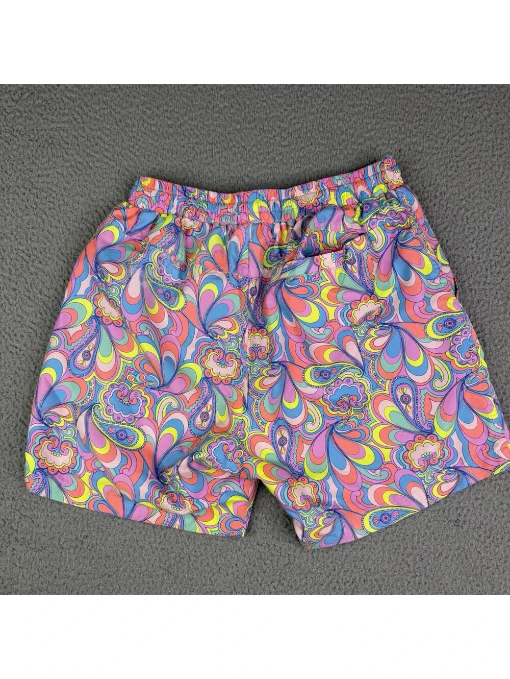 Kulani Kinis Men's Small Tropical Swim Trunks Colorful Groovy Floral Lined